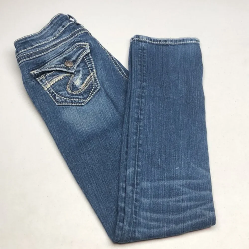 SILVER AIKO LOW STRAIGHT JEANS 26x32 ⭐️